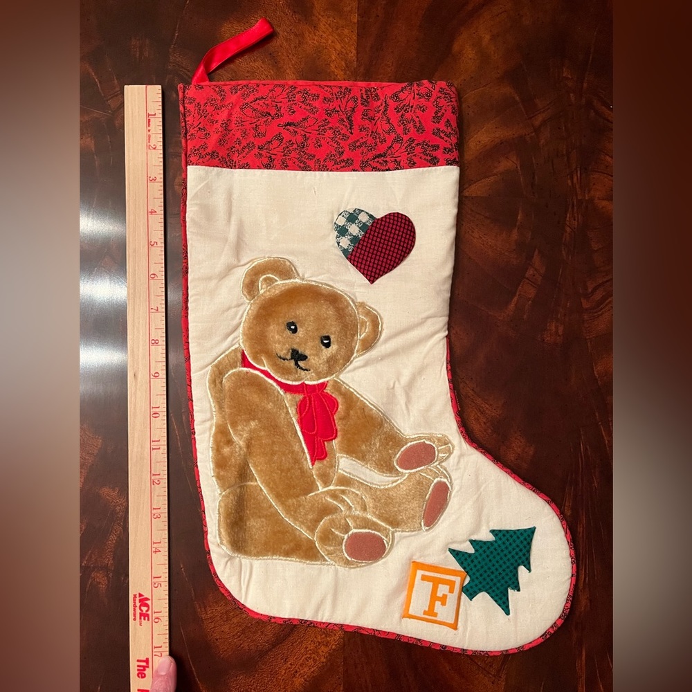 CHRISTMAS STOCKING TEDDY BEAR RED